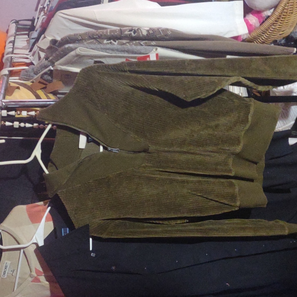 Olive Green Zip-Up Sweater